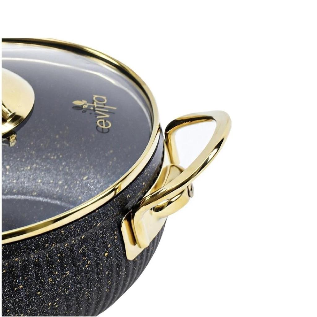 Набор из 7 гранитных сферических кастрюль со стеклянной крышкой, огнестойким с антипригарным покрытием