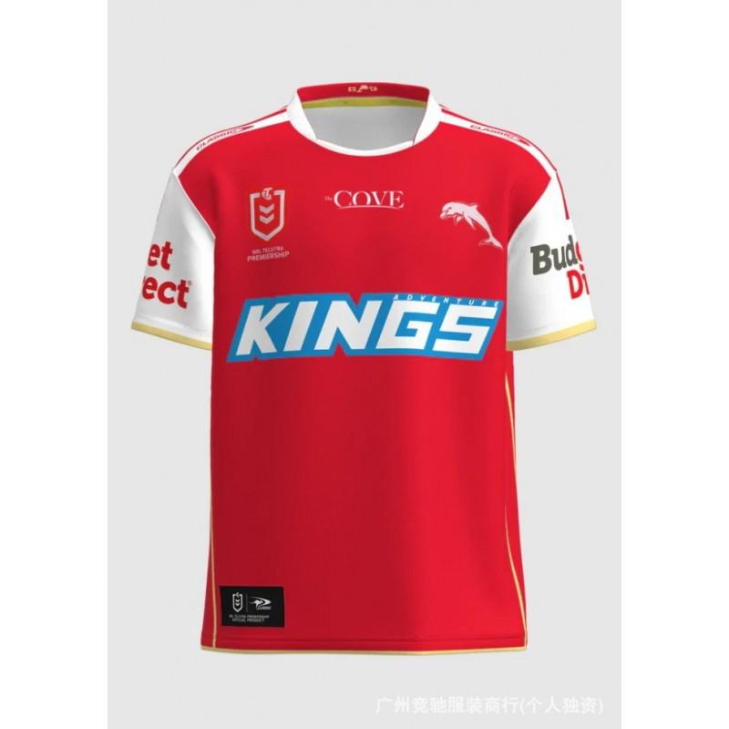 2026 NRL Dolphins Rugby Training Jersey Mens Short Sleeve Performance Top Home Away Team Sportswear