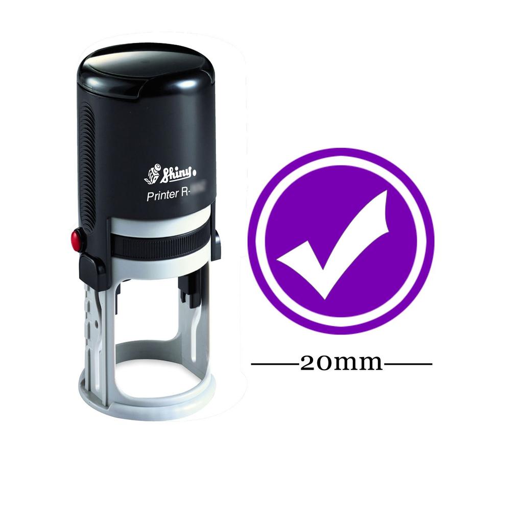 Round Self Inking Kids Teacher Stamp RIGHT & CHECK Shiny 20mm Mini Rubber