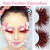 1 Pair 3D Lashes Soft Colorful Fake Fluffy Artificial Colored Feather Eyelashes Extension Halloween