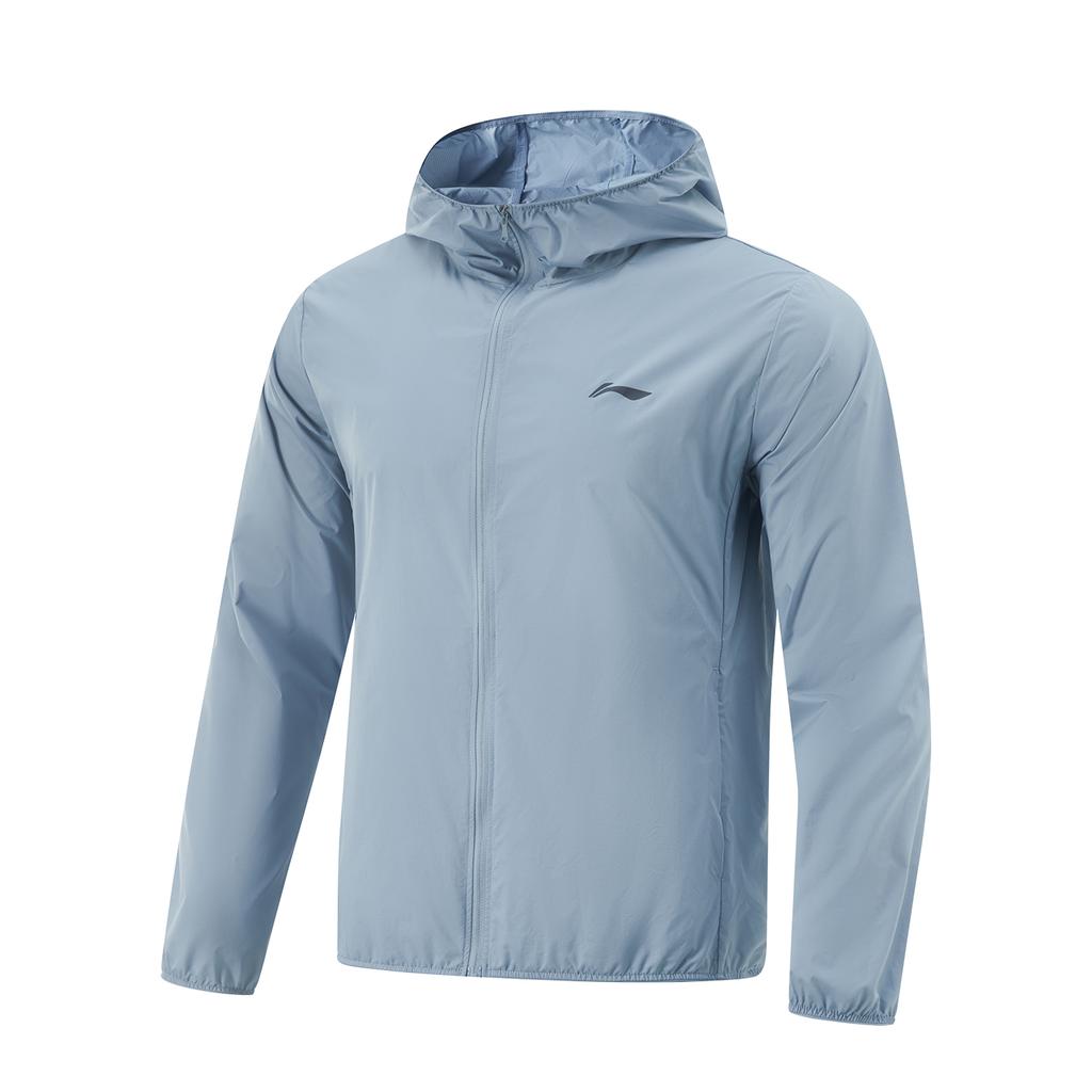 Li-Ning Comfortable Casual Minimalist Hooded Zipper Solid Color Versatile Jacket Men Jackets Slate-Blue AFDV261-9
