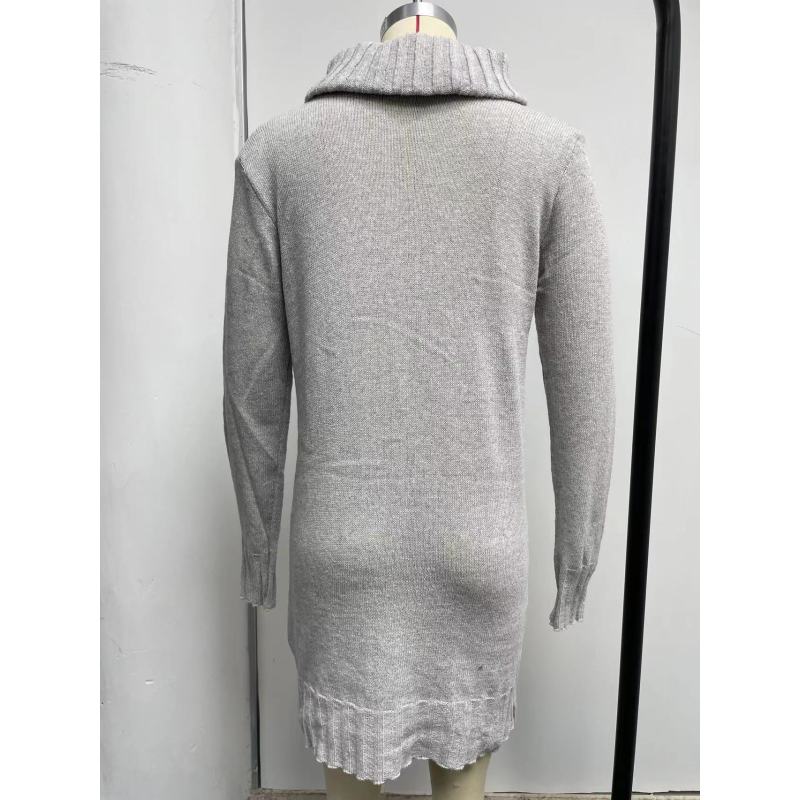 Women's Autumn and Winter Long Sleeve Turtleneck Knitted Sweater Dress