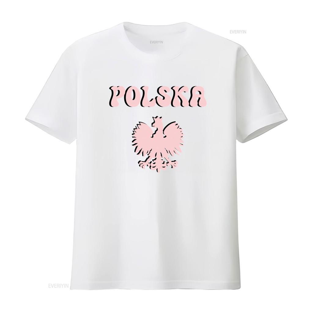 Polska T Shirt White Eagle Symbol Patriotic Polish Pride Falcon Heritage Cute Retro Design For Unisex Vintage Washed Soft