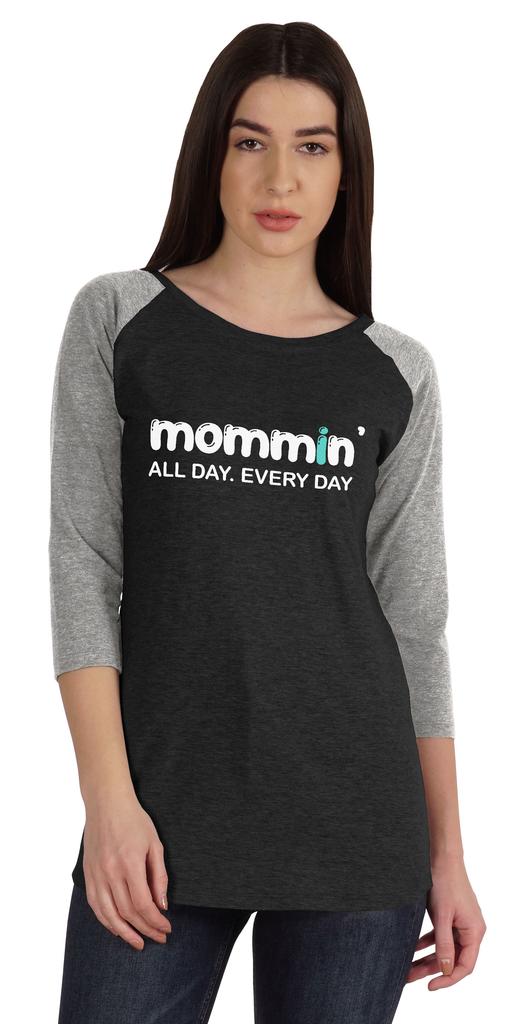 Inkmeso Футболка Mommin All Day Every Day Футболка с рисунком Mom Life Летняя футболка