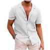 Men's Polo Neck Short Sleeve Shirt Solid Loose Large Size Shirts Men Clothing