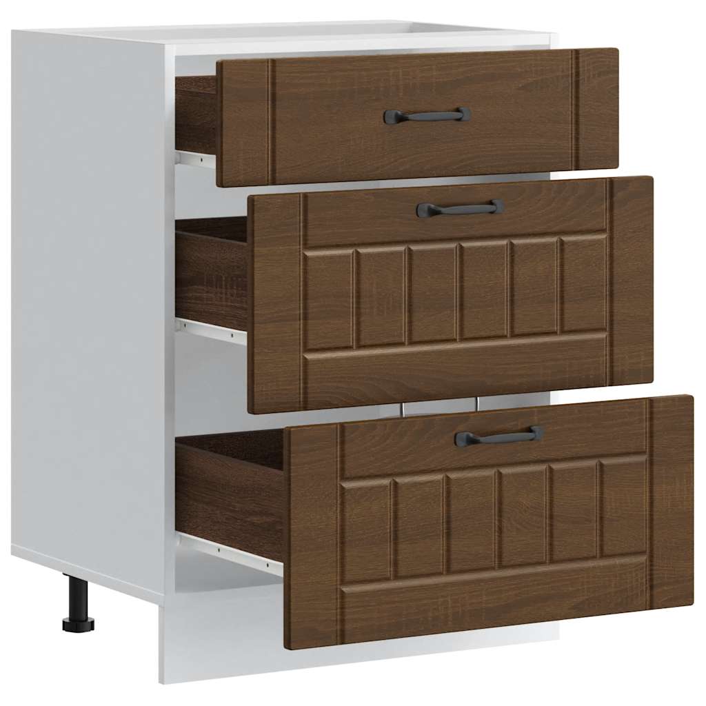 Lucca Kitchen Base Cabinet Brown Oak Effect Particleboard