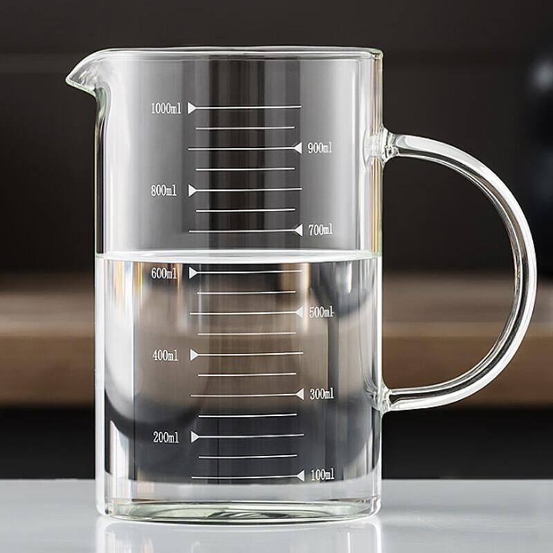 Baijie Measuring Cup, 1000ml High Borosilicate Glass Cup, Food-Grade Measuring Cup, Graduated Cup, Milk Cup, Egg Liquid Filtering Measuring Cup