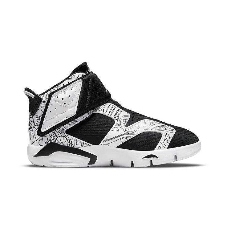 Jordan Air 6 Retro Little Flex SE Удобные Модные Цветные Блоки Высокие Детские Баскетбольные Кроссовки Черно-Белые Граффити Детские кроссовки DC4103-001