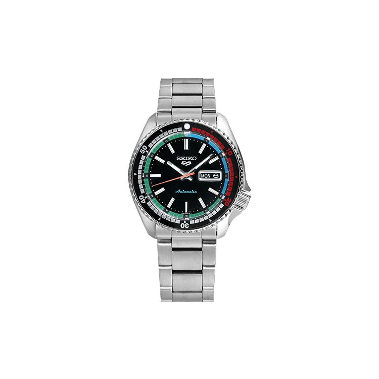 Seiko 5 Спортивные Автоматические Механические Часы Мужские Часы Стальной Ремешок Черный Циферблат SRPK13