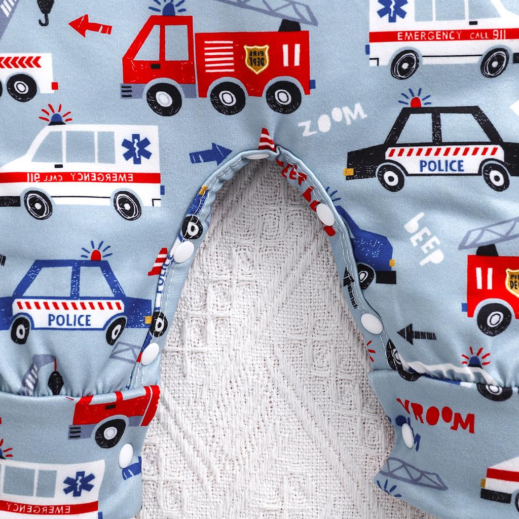 Newborn Baby Boy Cartoon Vehicle Print Long Sleeve Romper