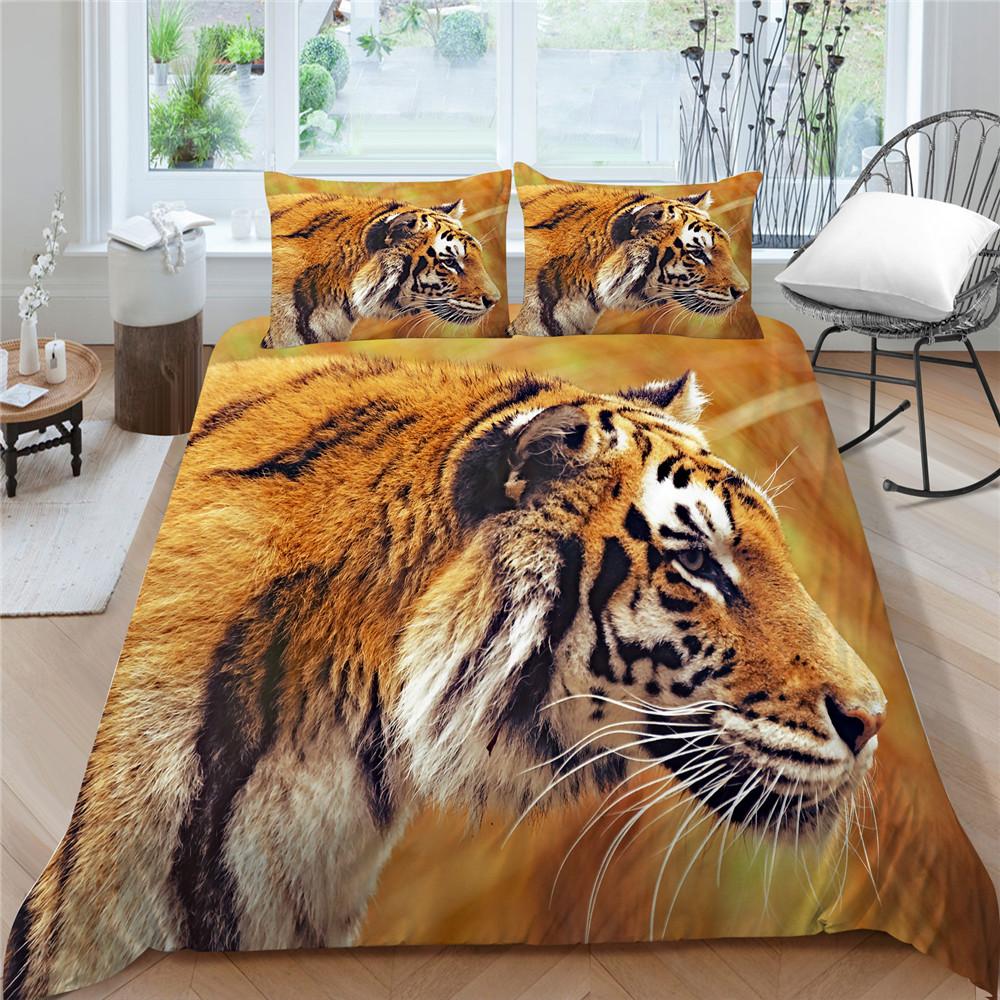 Комплект постельного белья с 3D принтом тигра, пододеяльник с наволочкой, домашний текстиль, комплект постельного белья