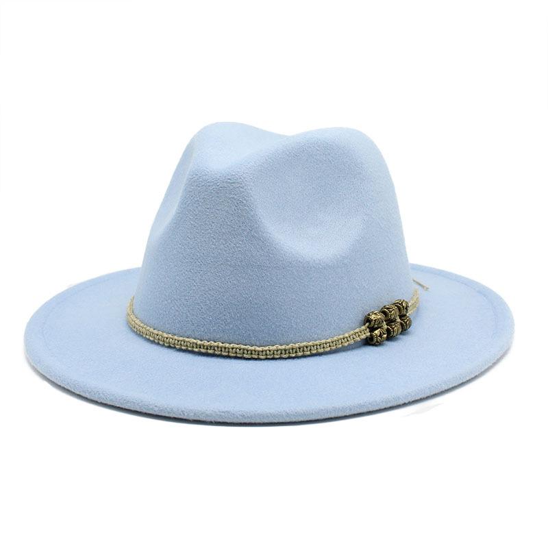 Autumn and winter British style men and women's new jazz woolen hat big eave hat classic fashion woolen hat