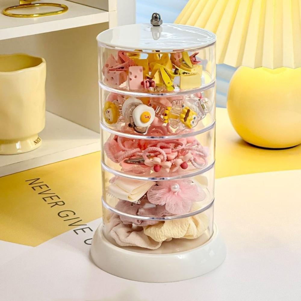 Многослойная вращающаяся шкатулка для украшений, прозрачная коробка для хранения сережек и колец, вращающийся настольный органайзер