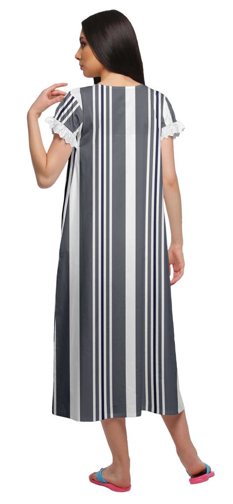 Moomaya Женская ночная рубашка с V-образным вырезом для кормления, хлопковая ночная рубашка А-силуэта с принтом