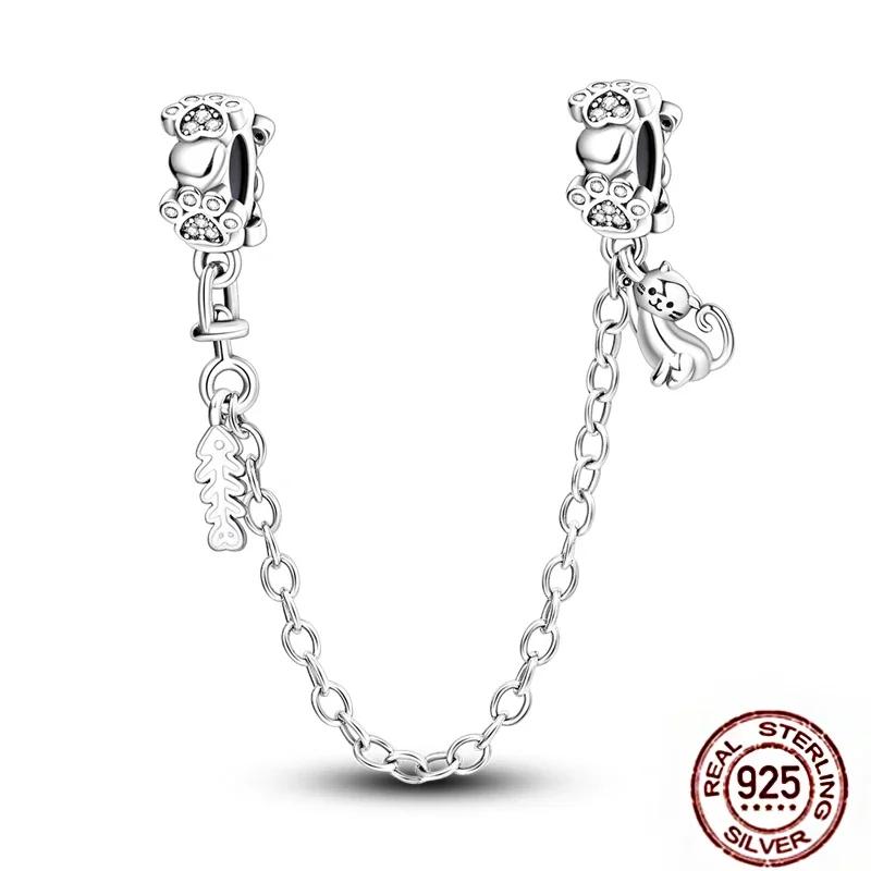 New Copper Charms Buttefly Daisy Safety Chain Cat Paw Change Beads Fit Original Bracelet Ladies Diy Jewelry