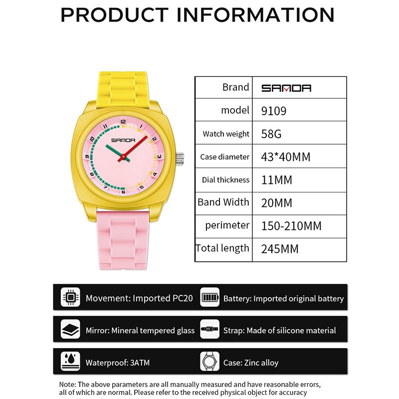 Sanda Top Brand Cute Style Women's Watch Luminous Elegant Dress Waterproof Wristwatch Women Fashion Casual Quartz Ladies Watches