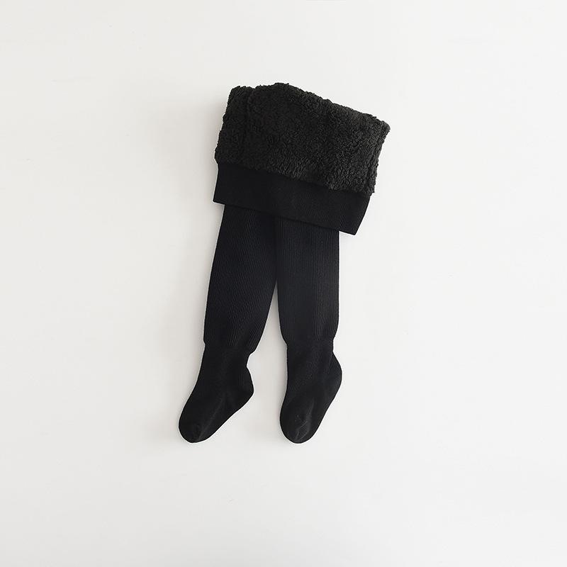 Девичьи флисовые осенне-зимние колготки: Теплый однотонный боди и леггинсы для младенцев