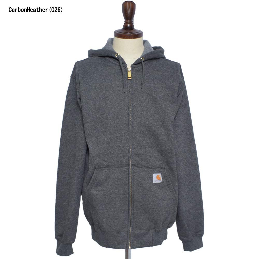 Мужская толстовка Carhartt Midweight с капюшоном на молнии, размер S, с флисовой подкладкой, K122, Черная, [Б/у]