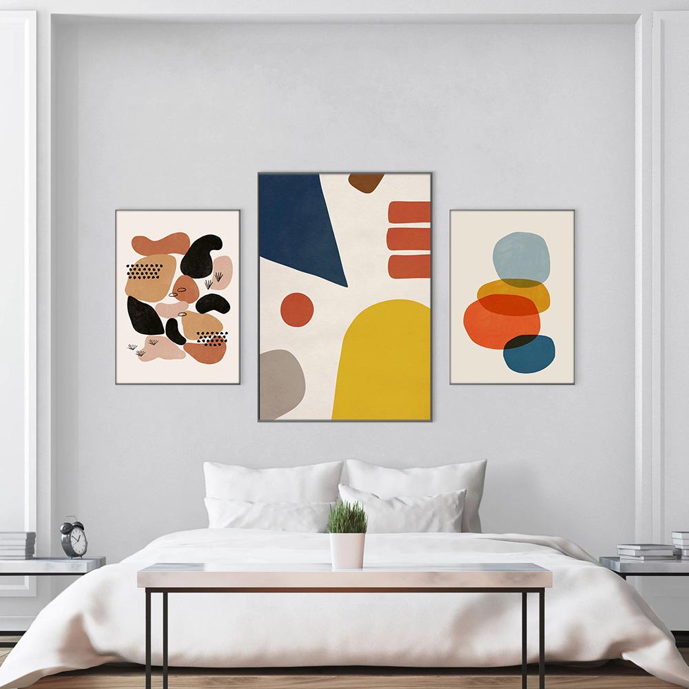 Абстрактное искусство Живопись на холсте Геометрические прямоугольные узоры Картины для дизайна дома Современный домашний декор для стен в комнате Печать без рамки