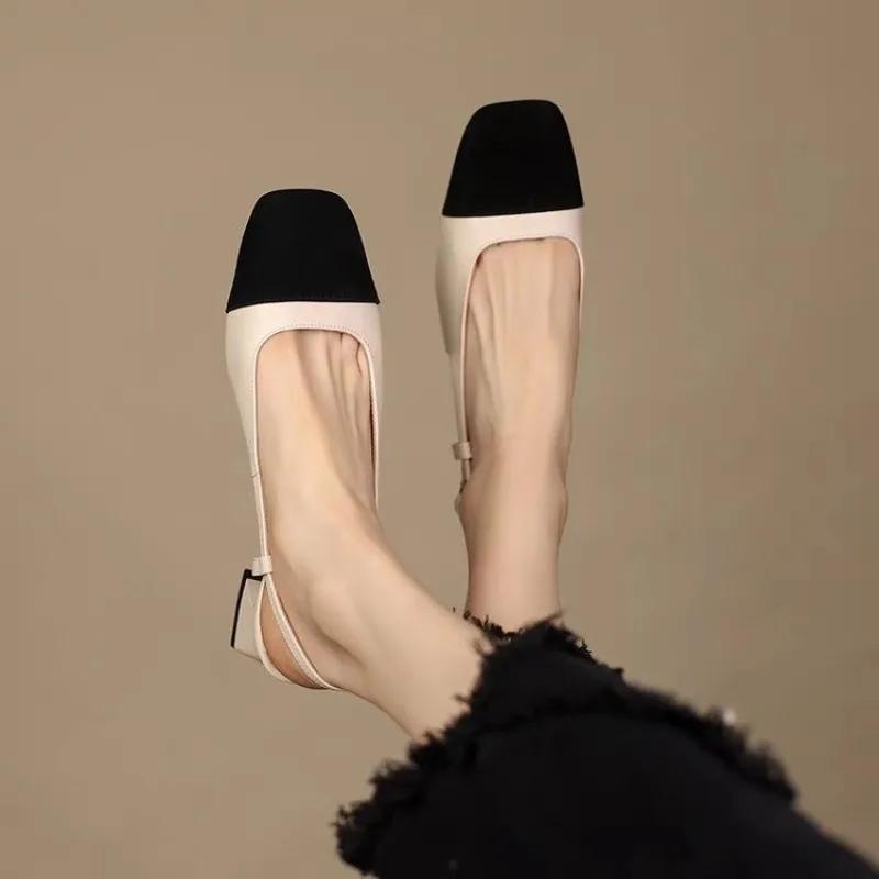 Мода 024 Новая Летняя Женская Обувь Туфли Платье Средний Каблук Квадратный Носок Мода Свадебная Вечеринка Сандалии Повседневная Обувь Женские Сандалии