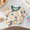 Детская симпатичная хлопковая футболка с короткими рукавами для детей 1–10 лет, детская одежда, детский мультяшный свитер, футболка для мальчиков и девочек
