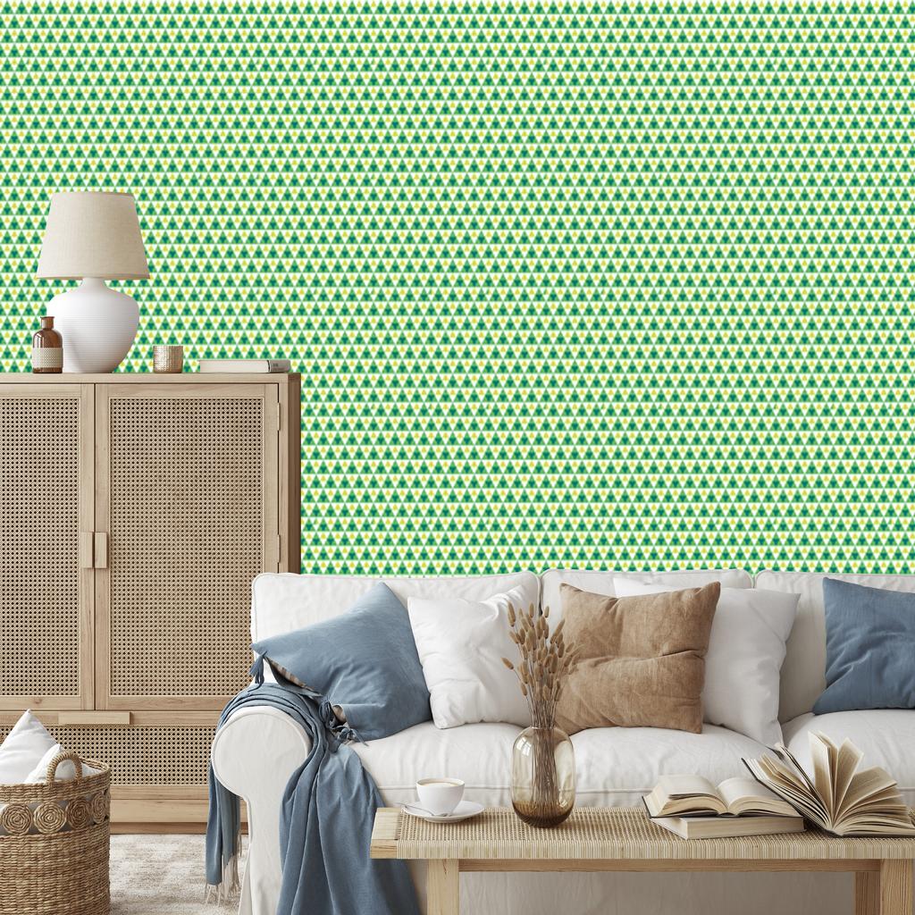 Green and lime triangles wallpaper for living room and bedroom 50x1000