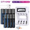 Cityork Перезаряжаемая батарея AA 1,2 В + аккумуляторная батарея AAA 1,2 В + USB-зарядное устройство с ЖК-дисплеем для 1,2 В AA AAA nimh NI-MH батареи