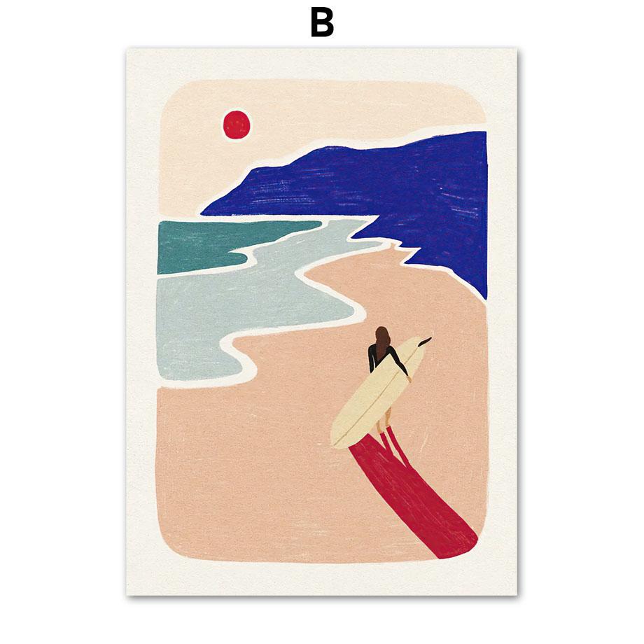 Винтажные постеры для серфинга, пляжа, океана, печать на холсте, настенная картина, искусство, современная мода, ретро, ​​абстрактный декор интерьера гостиной