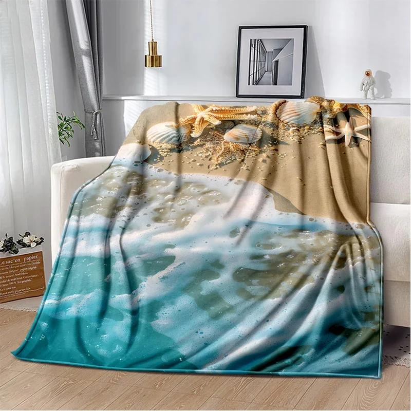 D Starfish Beach Shell Cartoon Throw Blanket Soft Cozy for Home Bedroom Sofa Picnic Office Cover Designs