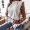 European-American 2025 Spring/Summer Women's Mesh Lace Patchwork Chiffon Long-Sleeve Blouse
