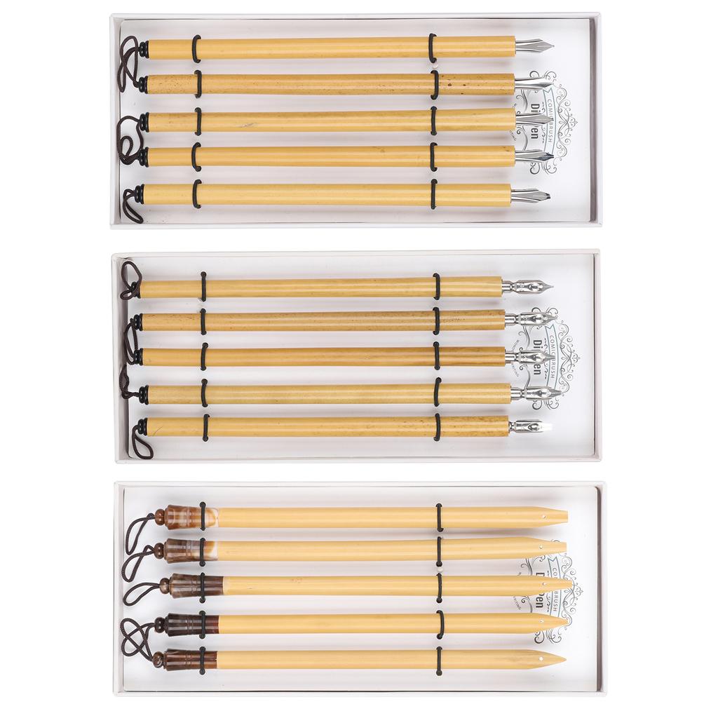 5 шт., перо ручной работы, манга, каллиграфия, винтажный бамбуковый рисунок, комплект для рисования, школьные принадлежности