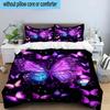 Purple Butterfly Dreams 3pcs Bedding,Including 1pc Duvet Cover And 2pcs Pillowcases Perfect for Christmas,Ideal for Bedroom, Dormitory
