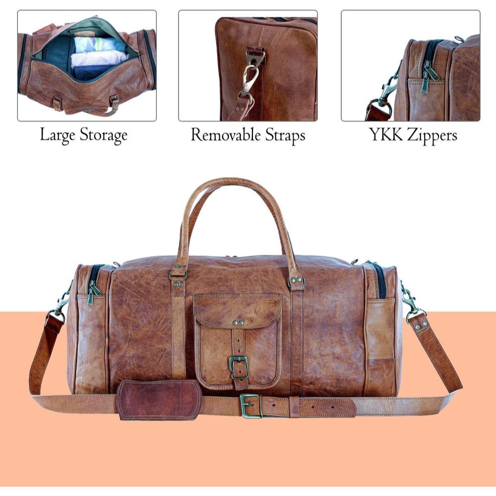 Кожаные спортивные сумки, большие 24-дюймовые квадратные вещевые сумки для путешествий, спортзала, спортивной недели на ночь