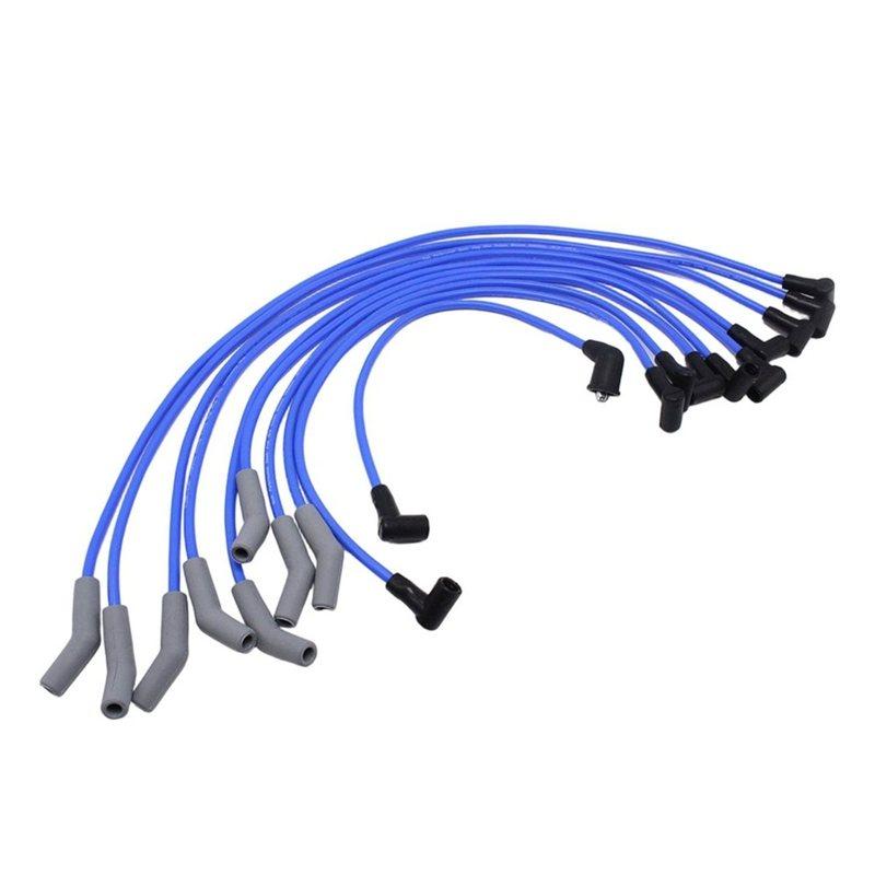 DT08 10pcs Blue 8mm Spiral Core Spark Plug Wires 643R for Ford Small Block 289 302 351W 79-85 Lincoln Mercury Ignitions Wire