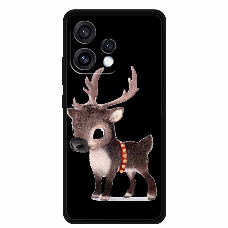 Чехол для Oppo Reno15 5G Цветочный Черный Силиконовый Мягкий Защитный Задний Чехол для Oppo Reno 15C 2025 Чехол для Телефона Coque Мультяшные Ракушки
