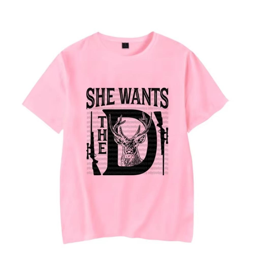 Грубая охотничья футболка Она хочет D Футболка для охоты на оленей Топы Графическая одежда Мужские Женские футболки Классические футболки Футболка Футболки Homme