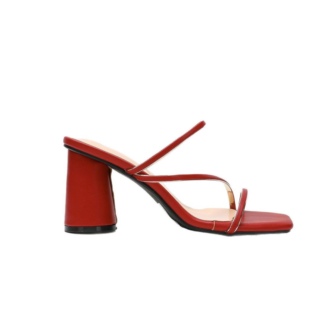 Новый простой стиль универсальный квадратный носок открытый носок одно слово с босоножками на высоком каблуке