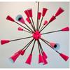 Pink Shade Brass Sputnik Chandelier 24 Arms Elegant Fixture For Home Decoration