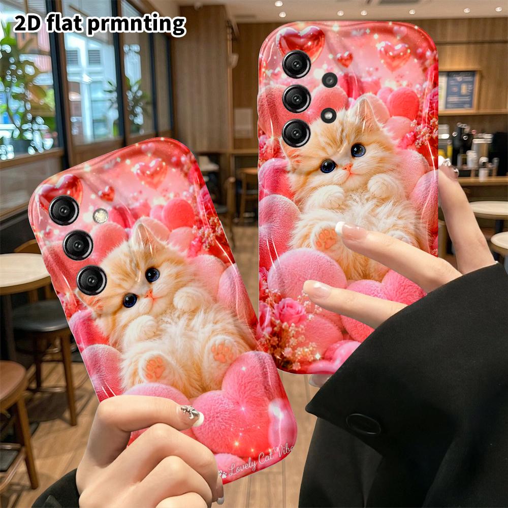 Чехол для телефона: Плоский 2D чехол для Samsung Galaxy A34 A35 M05 M06 S20 S22 S21 FE Plus 5G, Светло-оранжевый Китти с сердцем, Рождественский Хэллоуинский подарок