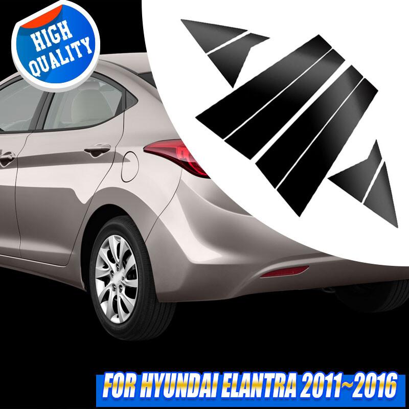 Set For Hyundai Elantra 2011-2016 6PCS Window Pillar Posts Door Trim Cover Black