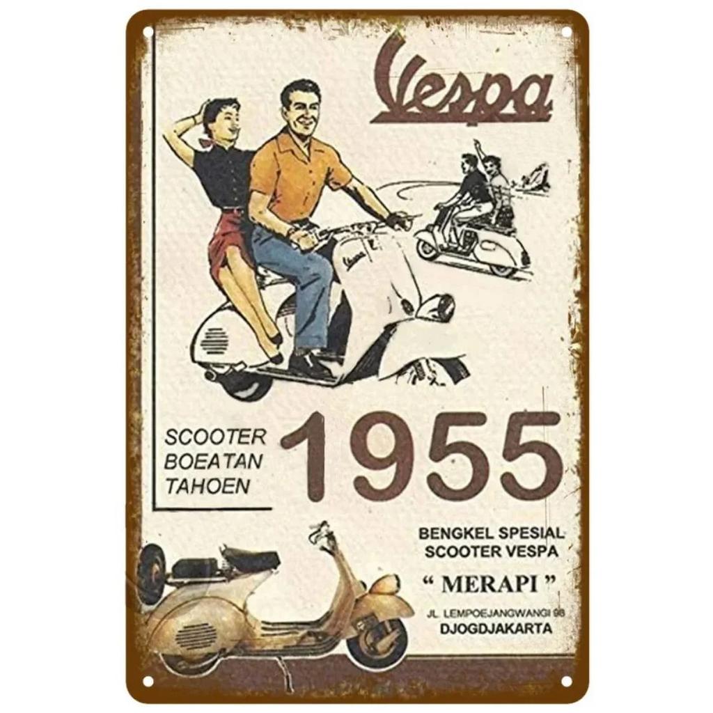Металлические жестяные таблички Мотоциклы Vespa Настенное украшение Табличка Винтажный художественный плакат Жестяная картина для мужской пещеры Дома Кафе Сада Клуба Бара