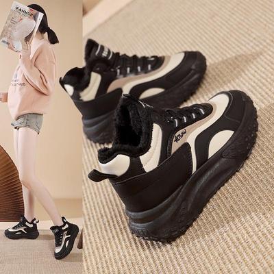 Корейская женская зимняя обувь для пап 2025 года: Толстая подошва, плюс бархатное утепление, повседневная модель EP908-1