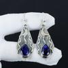 Изящные серьги с синим сапфиром, серьги из стерлингового серебра 925 пробы, серьги-подвески ручной работы в стиле бохо из серебра, подарки из ваты