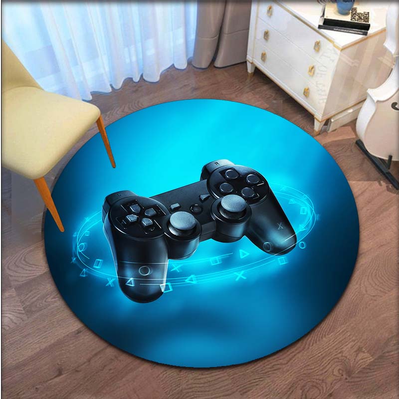 Round Gamer Controller Area Rugs Non -Slip Round Floor Mat Door Mats Carpet For Bedroom Yoga Mat Rugs Living Room
