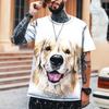 Летняя футболка с коротким рукавом и 3D принтом, полиэстер с принтом собаки и животного, летняя мужская футболка большого размера, одежда больших размеров