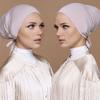 Women Turban Hat Middle Eastern Solid Color Adjustable Hair Covering Headscarf Hat with Elastic Strap Small Hat