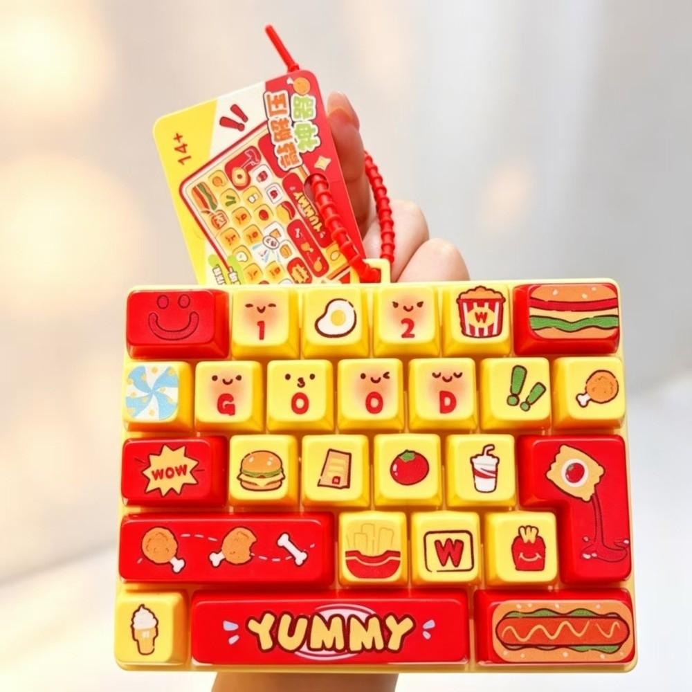 26-key Keyboard Keychain Pressable Keys Press Button Toy Cute Keyboard Fidget Toy Bag Ornament