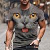 Men's Animal Cat Funny Short Sleeve T-Shirts 3D Print Crew Neck Shirt Designer Basic Slim Fit Casual Daily Weekend Summer Clothing