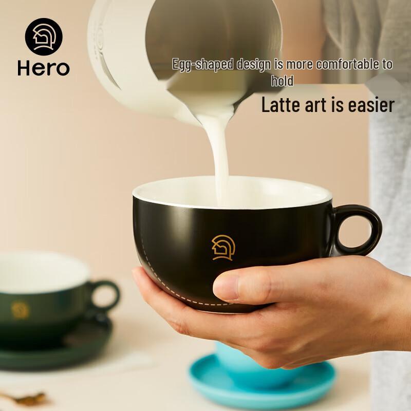 Набор керамических чашек латте и блюдец Hero