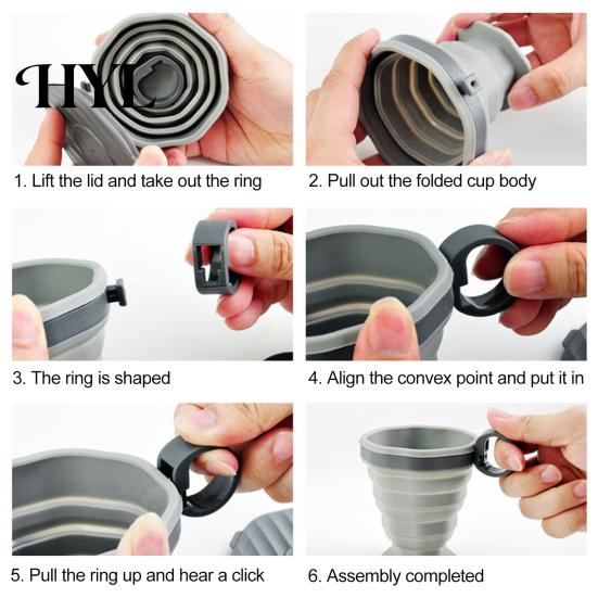 Portable Silicone Coffee Tumbler Collapsible Travel Cup for Hot Reusable Foldable And Cold Drinks To-Go Pocket Size Eco-friendly Mug